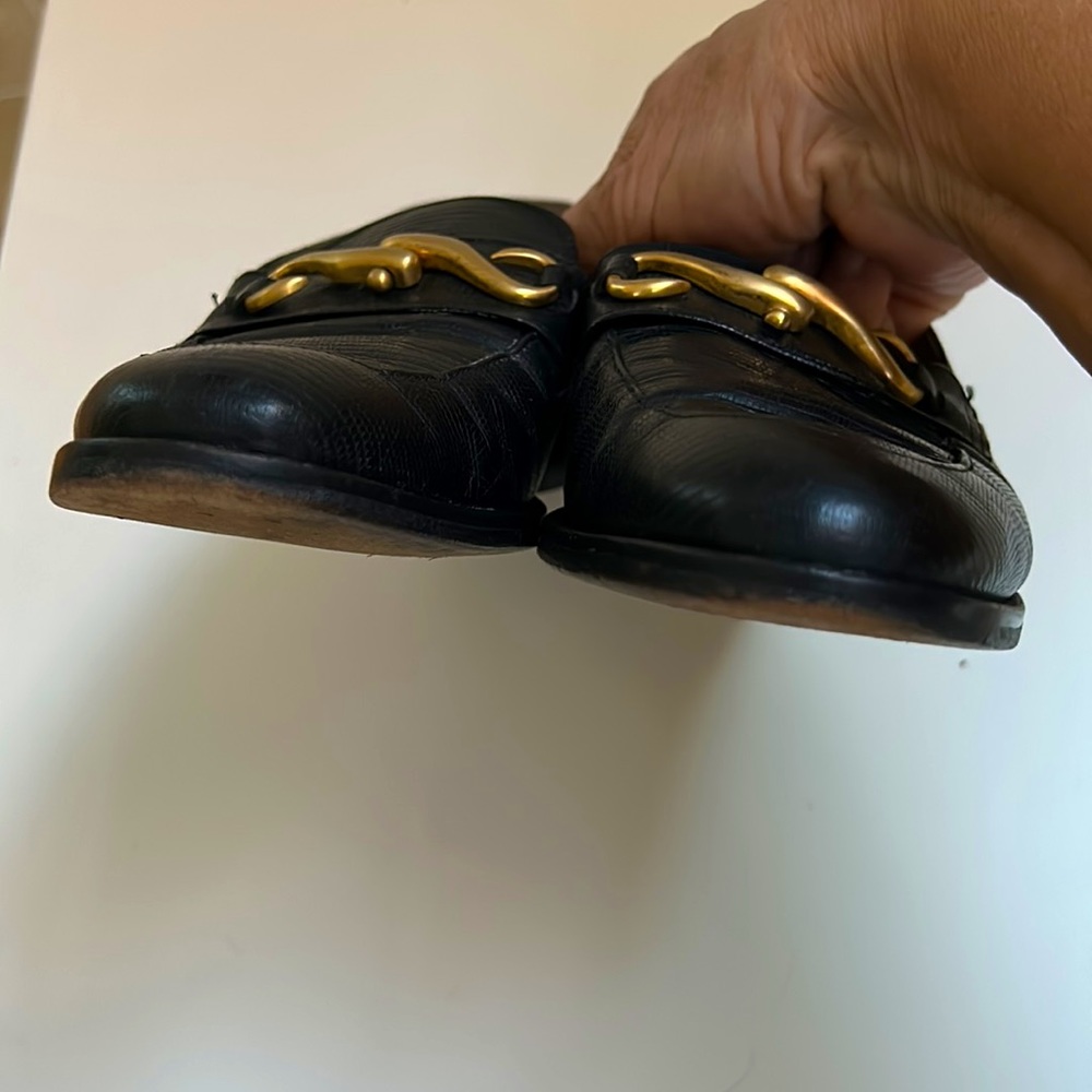 🔥HP🔥VTG Ann Taylor Loafers, black w gold buckle, size 7 1/2 M, Italy - Picture 12 of 15